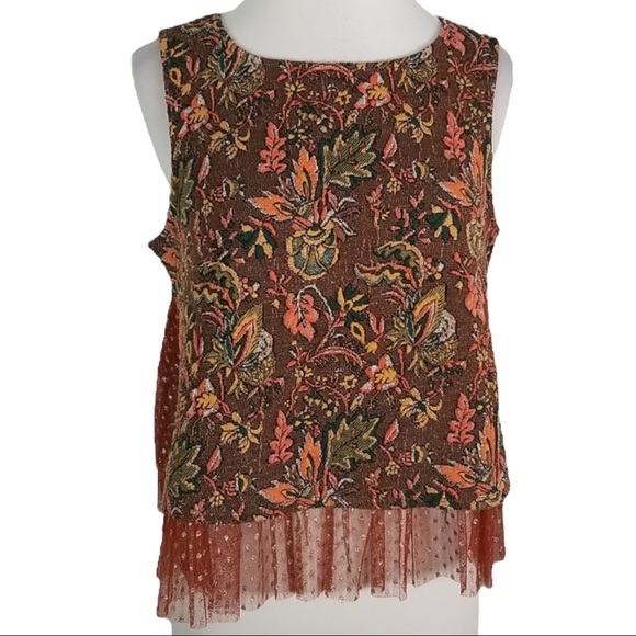 Eva Franco Anthropologie size small sleeveless  Jacquard top in fall colors NWT - Picture 4 of 16